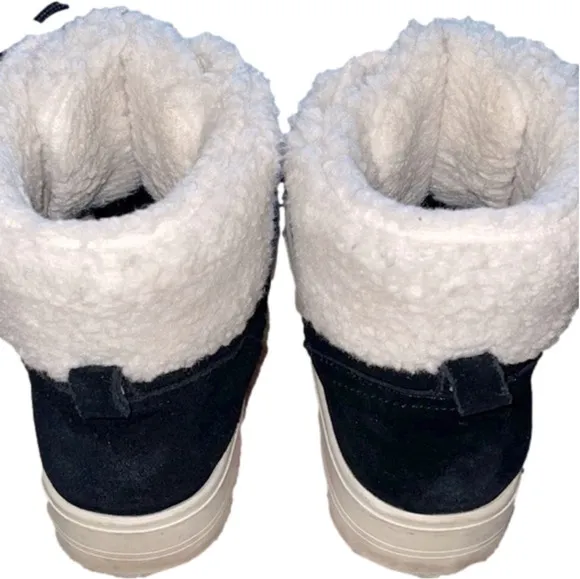 MARC Fisher Daire Faux Fur Black Suede Sneakers/Boots size 8.5