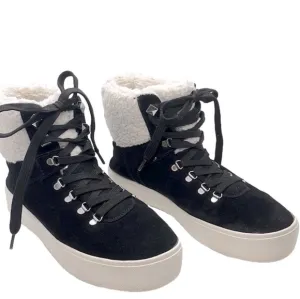 MARC Fisher Daire Faux Fur Black Suede Sneakers/Boots size 8.5