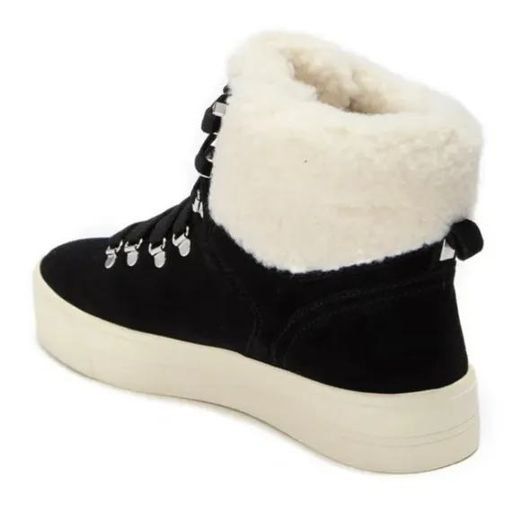 MARC Fisher Daire Faux Fur Black Suede Sneakers/Boots size 8.5