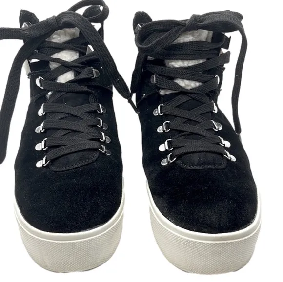 MARC Fisher Daire Faux Fur Black Suede Sneakers/Boots size 8.5