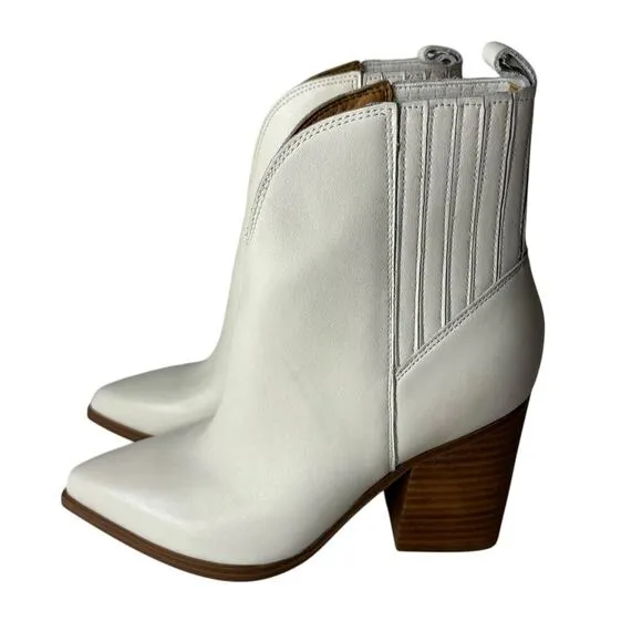 Marc Fisher Lommie Leather Bootie White Size 6
