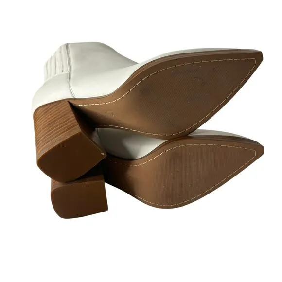 Marc Fisher Lommie Leather Bootie White Size 6