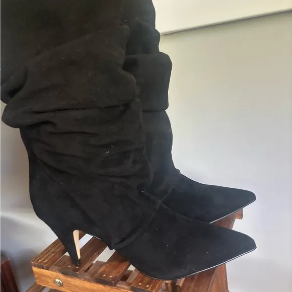 Marc Fisher Paityn Elegant Slouchb Black Suede Women's Boots