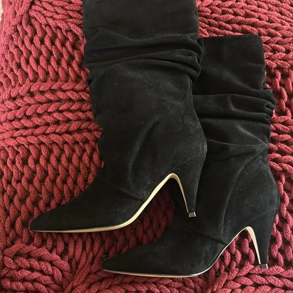 Marc Fisher Paityn Elegant Slouchb Black Suede Women's Boots
