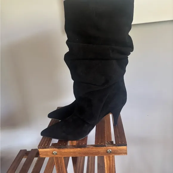Marc Fisher Paityn Elegant Slouchb Black Suede Women's Boots
