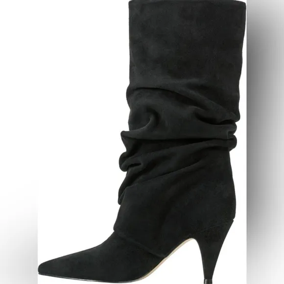 Marc Fisher Paityn Elegant Slouchb Black Suede Women's Boots