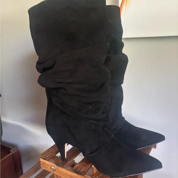 Marc Fisher Paityn Elegant Slouchb Black Suede Women's Boots