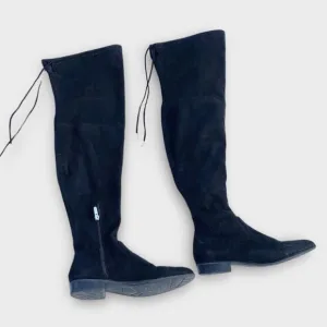 Marc Fisher Suede Over the Knee Boots Black Size 9W