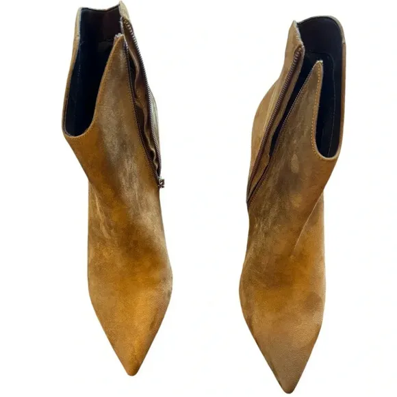 Marc Fisher Womens Cognac Brown Faux Suede Pointed Toe Ankle Boots BHFO 9787