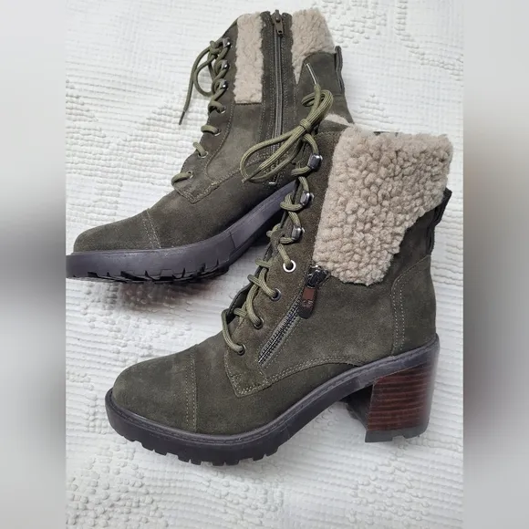 Marc Fisher Women's Olive Green Lace-Up Boots, Size 8.5M, Suede