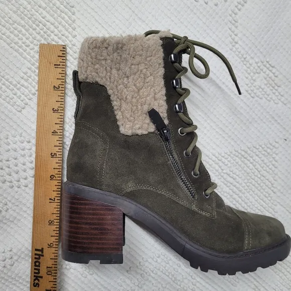Marc Fisher Women's Olive Green Lace-Up Boots, Size 8.5M, Suede