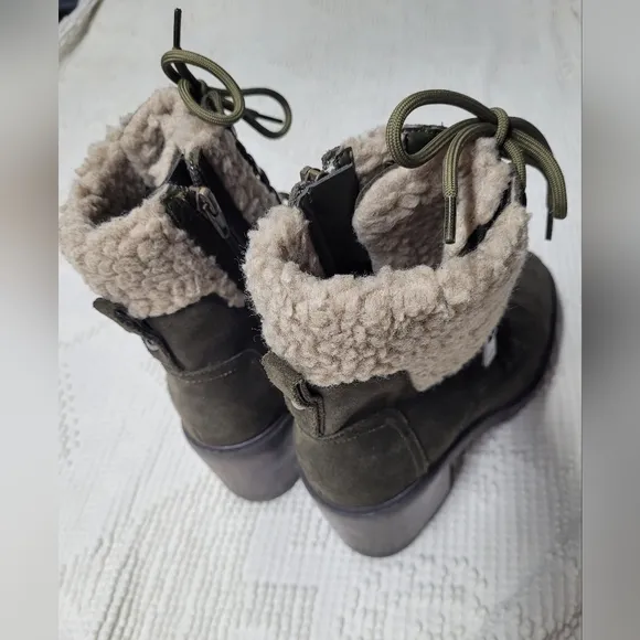 Marc Fisher Women's Olive Green Lace-Up Boots, Size 8.5M, Suede
