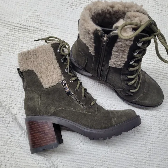 Marc Fisher Women's Olive Green Lace-Up Boots, Size 8.5M, Suede