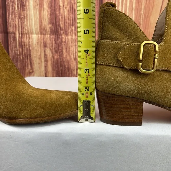 Marc Jacobs ginger tan suede interlock booties women’s size 8.5 brand size 38.5