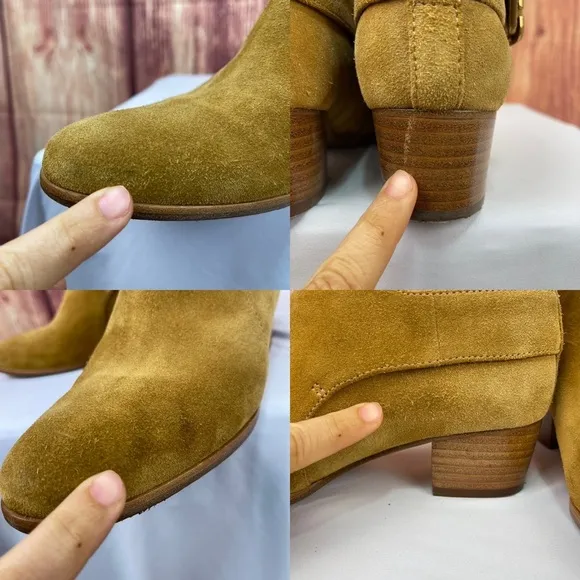 Marc Jacobs ginger tan suede interlock booties women’s size 8.5 brand size 38.5