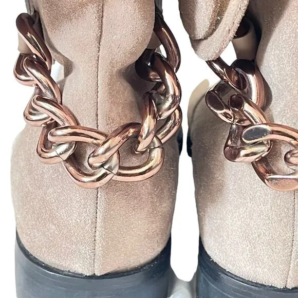 Marc Jacobs Tan Suede Chain Lug Sole Boots 37.5