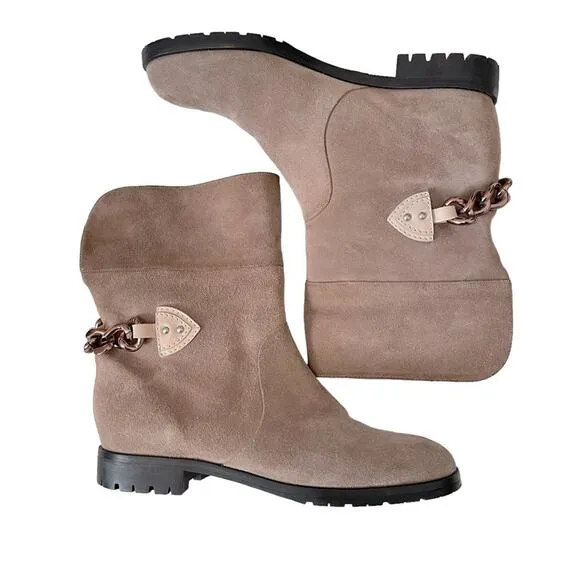 Marc Jacobs Tan Suede Chain Lug Sole Boots 37.5