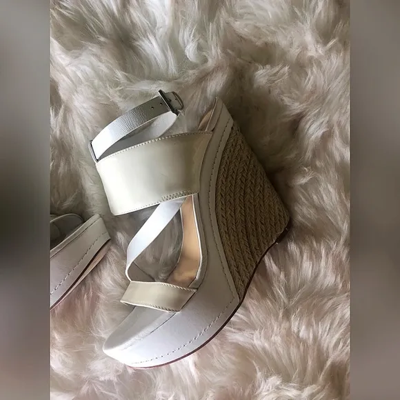 Marciano White Cork wedge sandals