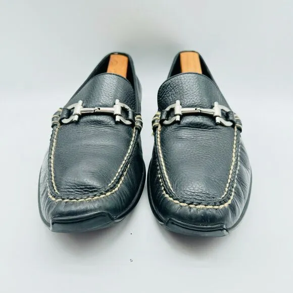 Martin Dingman Loafers Mens 9 Black Leather Horsebit Driving Moc Slip On Shoes