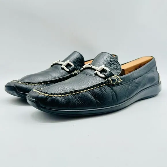 Martin Dingman Loafers Mens 9 Black Leather Horsebit Driving Moc Slip On Shoes