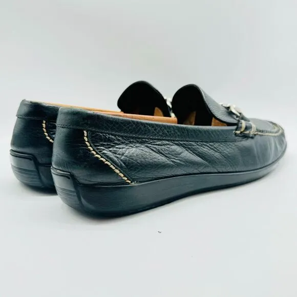 Martin Dingman Loafers Mens 9 Black Leather Horsebit Driving Moc Slip On Shoes
