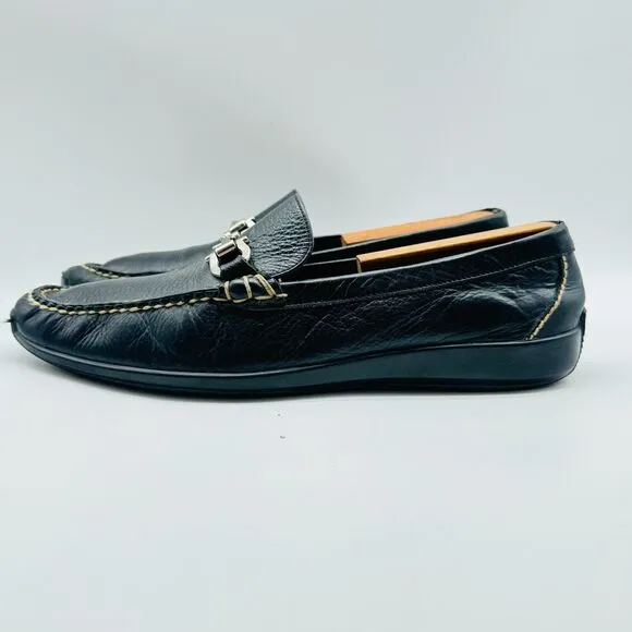 Martin Dingman Loafers Mens 9 Black Leather Horsebit Driving Moc Slip On Shoes