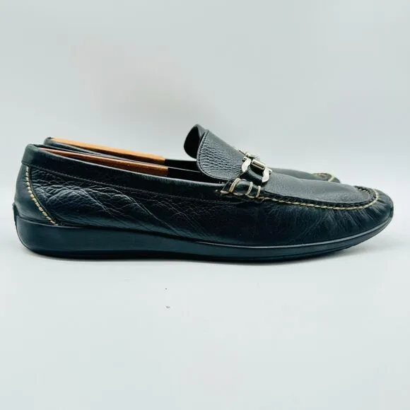 Martin Dingman Loafers Mens 9 Black Leather Horsebit Driving Moc Slip On Shoes
