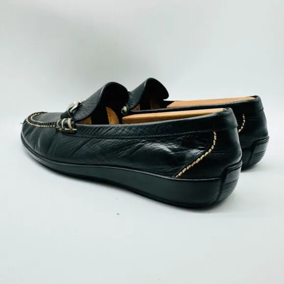 Martin Dingman Loafers Mens 9 Black Leather Horsebit Driving Moc Slip On Shoes