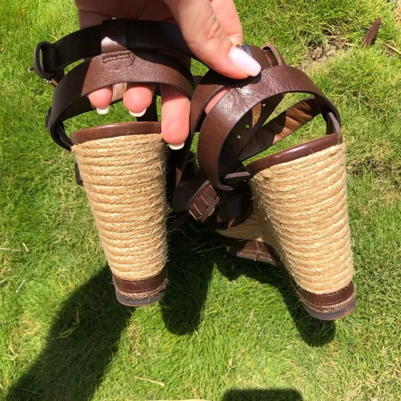 Massimo Dutti Brown Leather Platform Sandals size 8