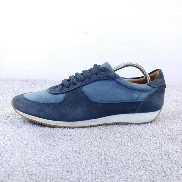 Massimo Dutti Mens Size 42 EU Shoes Suede Lace Up Designer Sneakers Blue