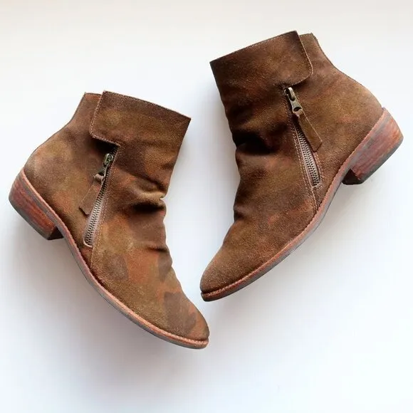 Matisse &quot;Southside&quot; Camo Suede Leather Block Heel Ankle Boots / Booties 8