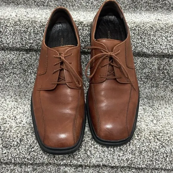 Mens Casual Brown Lace up Leather Rockport Shoes - Size 12