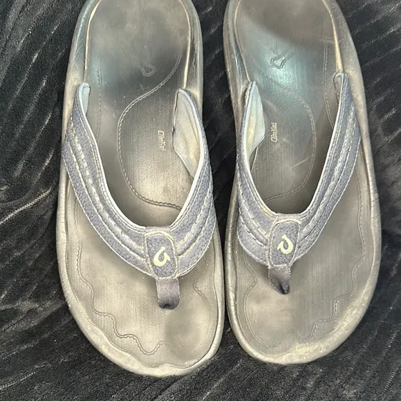 Men’s Olukai Hokua Quick Drying Beach Sandals Size 12 GUC in Blue Retails $80
