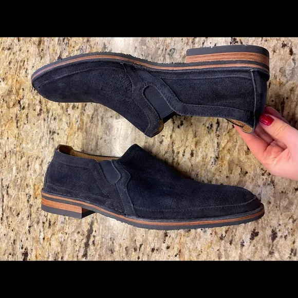 Men's Trask Bradley Slip on Suede Loafers Shoes Size 12M Navy Blue