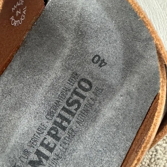 Mephisto Helen Stella/Silver Gray Leather Sandals Sz 40/us8