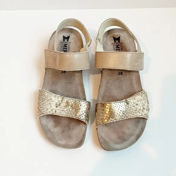 Mephisto  Women’s Agave Ankle Strap Sandals Leatehr Snakeprint Size 38 or 8