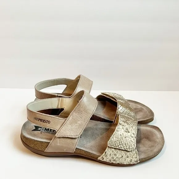 Mephisto  Women’s Agave Ankle Strap Sandals Leatehr Snakeprint Size 38 or 8