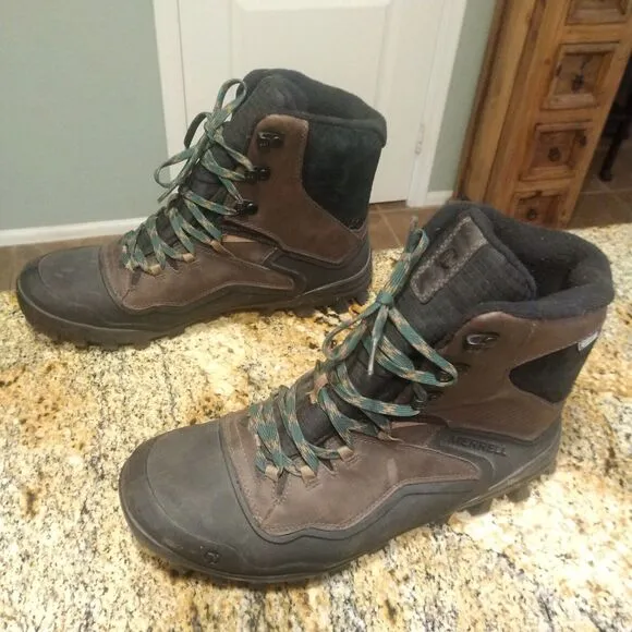 Merrell Fraxion Shell 8 Insulated Waterproof Winter Boots Brown Men's 11.5 EUC