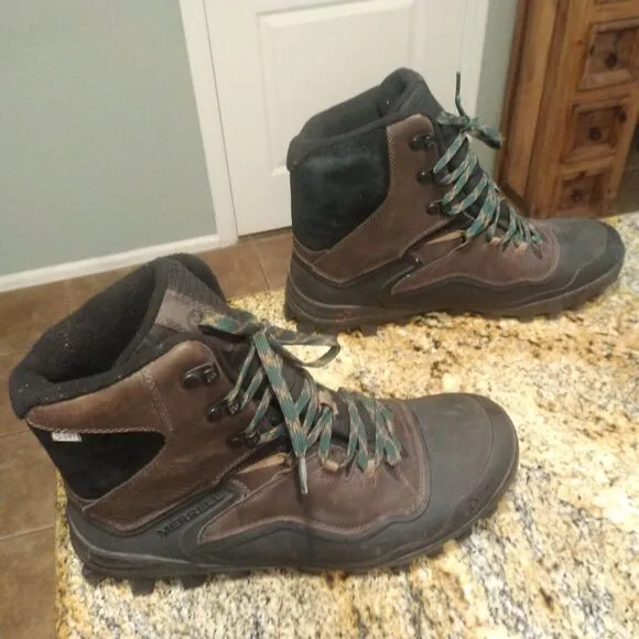 Merrell Fraxion Shell 8 Insulated Waterproof Winter Boots Brown Men's 11.5 EUC