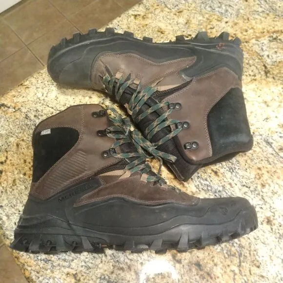 Merrell Fraxion Shell 8 Insulated Waterproof Winter Boots Brown Men's 11.5 EUC