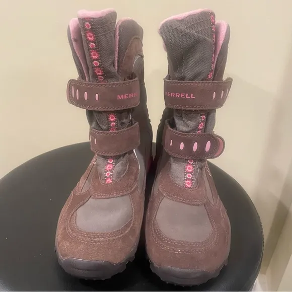 Merrell Girls Boots BLIZZY KIDS BUNGEE US 6 Brown Pink Warm Waterproof Winter