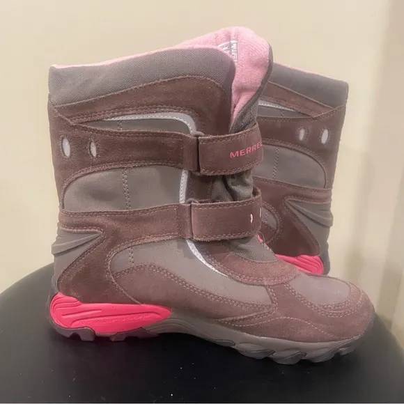 Merrell Girls Boots BLIZZY KIDS BUNGEE US 6 Brown Pink Warm Waterproof Winter