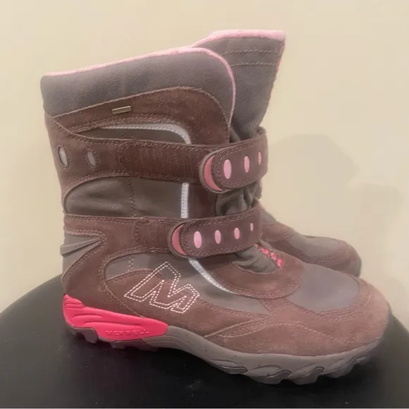 Merrell Girls Boots BLIZZY KIDS BUNGEE US 6 Brown Pink Warm Waterproof Winter