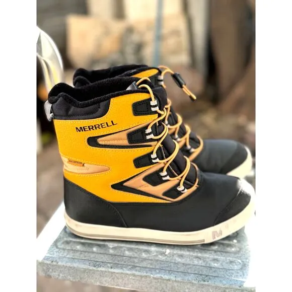 Merrell Snowbank 3.0 Leather Manmade Uppers Kids Winter Waterproof Boots Size 4