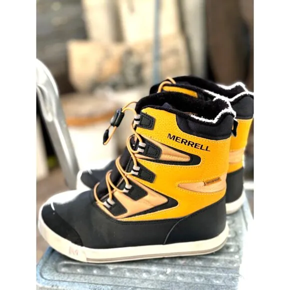 Merrell Snowbank 3.0 Leather Manmade Uppers Kids Winter Waterproof Boots Size 4