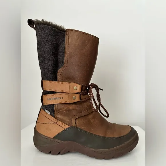 MERRELL Sylva Tall Waterproof Leather Insulated Winter Boots Women’s Size 6