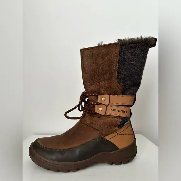 MERRELL Sylva Tall Waterproof Leather Insulated Winter Boots Women’s Size 6