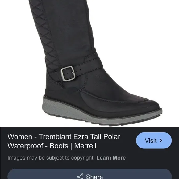 Merrell Tremblant Ezra Tall Waterproof Boots Size 7.5 Leather Faux Fur black