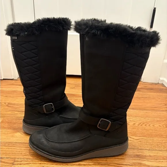 Merrell Tremblant Ezra Tall Waterproof Boots Size 7.5 Leather Faux Fur black