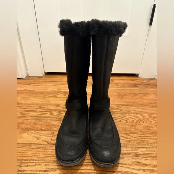 Merrell Tremblant Ezra Tall Waterproof Boots Size 7.5 Leather Faux Fur black